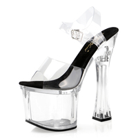 Plate-forme transparente de 7 pouces avec talon haut de 18cm chaussures de danse à bout ouvert modèles de passerelle pour femmes grande taille pour l'été