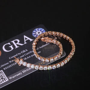 נוויה נוויה נוצצת vvvvs missanite שרשרת 925 כסף ורד מצופה זהב שרשרת טניס יהלומים - Product Image 4