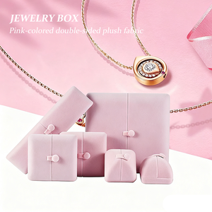 Luxury <strong>Pink</strong> Velvet <strong>Jewelry</strong> <strong>Box</strong> with Custom Logo, Elegant Gift Packaging for Women for Necklace Ring Earring Storage - Product Image 2
