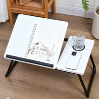 Bureau d'ordinateur portable pliable avec plateau inclinable réglable et porte-gobelet, table d'étude portable pour dortoir et chambre