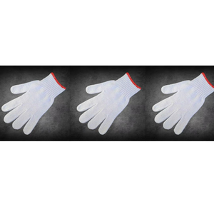 Cotton Safety <b>Gloves</b> Knit Wrist Smooth Anti-Slip General Purpose Work <b>Gloves</b> White with <b>Red</b> Trim - Product Image 1
