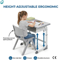 Ensemble bureau et chaise de type C, moderne et durable, pour les étudiants, le bureau à domicile, la chambre, la salle de classe, vente en gros de meubles