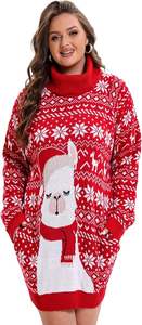 Personnalisé mignon surdimensionné <span class=keywords><strong>moche</strong></span> <span class=keywords><strong>robe</strong></span> <span class=keywords><strong>pull</strong></span> <span class=keywords><strong>de</strong></span> noël 2025 décontracté confortable gros tricot col roulé robes d'alpaga - Product Image 4