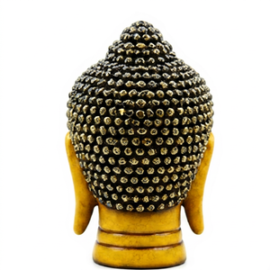 Modern Asian Zen <b>Religious</b> Buddha Head Metal Sculpture Decorative <b>Statue</b> for Home Office Desk Handcrafted Tabletop Ornament - Product Image 1