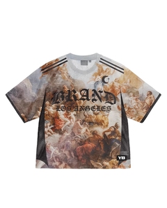 T-Shirt in Cotone Pesante 300 GSM per Uomo, Jersey da Corsa in Seta e Cotone, Maglia Retrò da Calcio Importata negli USA - Product Image 4