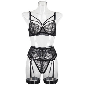 Muestras Gratis, Lencería Bordada de Tul, Liga, Lencería <span class=keywords><strong>Sexy</strong></span> para Mujer 2024, Conjunto de 3 Piezas de Lencería <span class=keywords><strong>Sexy</strong></span>, Ropa Interior <span class=keywords><strong>Sexy</strong></span> - Product Image 4