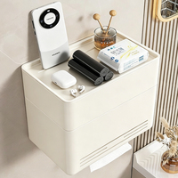 Porte-papier toilette mural carré moderne OEM avec étagère supérieure et design en aluminium écologique pour salle de bain et hôtel