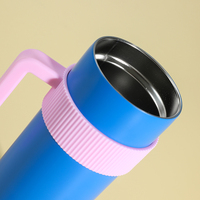 Gobelet isotherme à double paroi en acier inoxydable avec poignée et couvercle à paille, couleur macaron, tasse de voyage thermique, logo personnalisé pour voiture et bureau