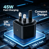Chargeur rapide HNT OEM 45W GaN avec prise UK, adaptateur mural USB C PD+PPS pour Samsung Ultra MacBook Air, certifié CE UKCA RoHS