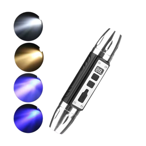 Lampe torche professionnelle 4-en-1 pour tester les pierres précieuses, lumière blanche, jaune, UV 365nm, 395nm, 4 modes, rechargeable USB-C, pour jade et gemmes - Product Image 1