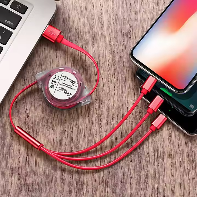 Multi Function 3 in 1 Retractable Cable All in One Universal Portable Micro Usb Ios Charging Line