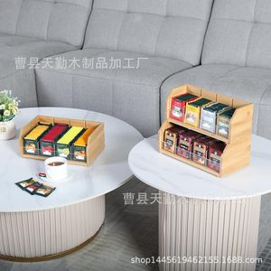 Cross-border bamboo three-layer tea bag <b>storage</b> rack, desktop coffee bag organizer, <b>kitchen</b> <b>storage</b> <b>box</b> - Product Image 2