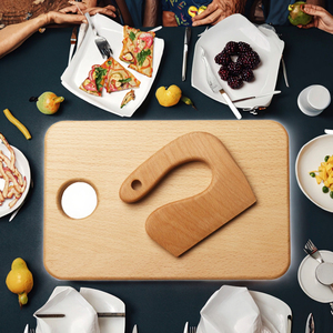 Ensemble de couteau à légumes et planche à découper en bambou pour enfants, écologique et fait main - Product Image 3