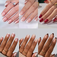 Kit de 30 faux ongles de luxe faits main à la française, à presser, vente en gros, faux ongles artificiels avec colle