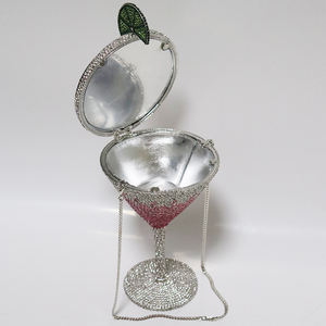 レディース用高級ダイヤモンドクリスタルラインストーンイブニングカクテルゴブレット高級マティーニグラスカジュアルクロスボディクラッチバッグ付き - Product Image 3