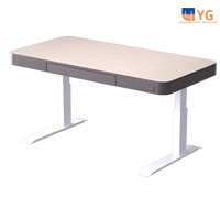 Table basse électrique réglable à finition grain de bois moderne Ascenseur à double moteur Portée de 380 à 840mm Capacité de charge de 120kg Assemblage facile