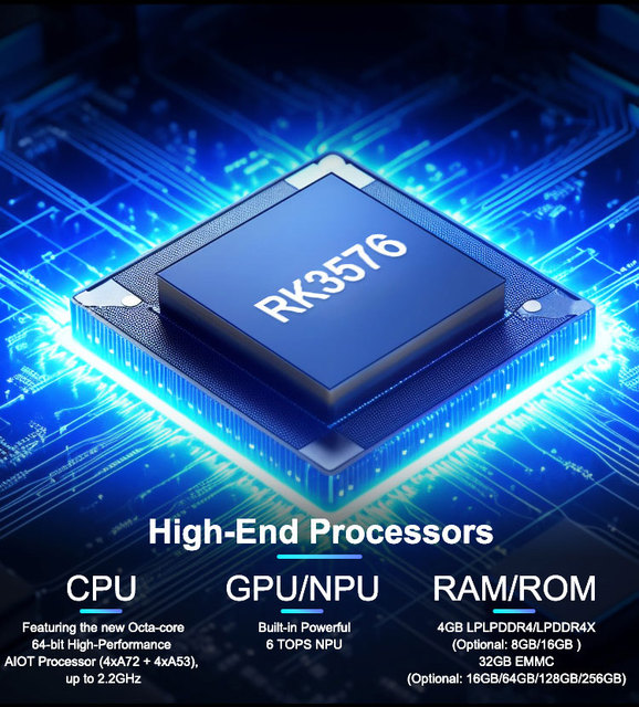 Rockchip Development Board RK3576 Octa-Core 4GB RAM Android 14 Linux AI Robot Industrial Motherboard