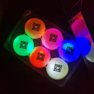 Logotipo personalizado ultra brilhante sete cores piscando led noite bolas de golfe