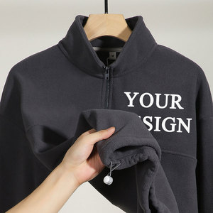 <span class=keywords><strong>Sweat</strong></span>-shirt d'hiver pour <span class=keywords><strong>homme</strong></span> 2025 de haute qualité, col roulé épais et chaud avec fermeture éclair quart de tour et capuche en <span class=keywords><strong>polaire</strong></span> - Product Image 2