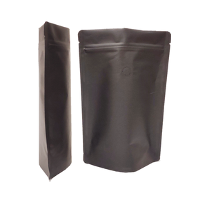 Sac en papier kraft noir, pochette à fermeture éclair pour le café, debout, 9/8oz, en stock - Product Image 3