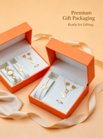 Ensemble de bijoux en acier inoxydable pour femmes avec logo personnalisé, 5 pièces, plaqué or 18 carats, montre en quartz, coffret cadeau de luxe, cadeau minimaliste moderne