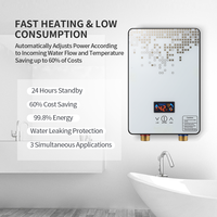Chauffe-eau instantané sans réservoir à affichage numérique 220-240V 6.5KW, montage mural, sûr pour hôtel, maison, douche