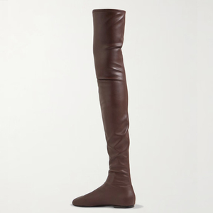 Bottes plates longues moulantes pour femmes, bout rond, au-dessus du genou, chaussures plates à jambe large, taille 46, bottines pour femmes aux pieds larges - Product Image 3