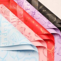 Kertas Pembungkus Bunga Buket Berbentuk Hati DIY Hadiah Toko Bunga Paket Rangkaian Bunga Kertas Bunga Cetak Warna-warni
