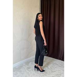 Pantalones de Vestir Negros de Cintura Alta para Mujer, Antiarrugas, al por Mayor - Product Image 2