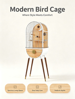 Cage à oiseaux de luxe Cutepet, design européen, grande volière pour perroquets, en bois et fer, avec support, plateau amovible et perchoir.