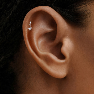 Pendientes de Plata 925 con Moissanita Geométrica, Borla Floral en Forma de S, Colgante de Corazón de Lujo, Parte Trasera Plana, 16G - Product Image 6