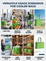 Heavy-Duty noir TNT non tissé doux refroidisseur sacs isolés fermeture éclair 15L-20L pliable réutilisable livraison de nourriture sac à provisions lettre