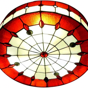 Lámpara Colgante de Estilo Tiffany Mediterráneo con Vidrio de Colores LED, Base de Acero, Hecha a Mano, Luz Cálida de 2700K - Product Image 1