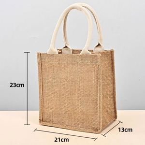 37*27*17cm Custom DIY Craft Blank Reusable Grocery Bridal <b>Gift</b> <b>Travel</b> Shopping Waterproof Rope Handle Jute Beach Bag - Product Image 3