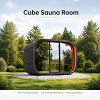 Cabine de sauna à vapeur résistante aux hautes températures pour la maison, avec système audio et éclairage, sauna extérieur en forme de cube carré