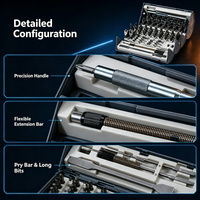 Kit de tournevis combiné 128-en-1 peu encombrant, étui cylindrique pliable, outils magnétiques Cr-V, garantie 3 ans, marque personnalisable