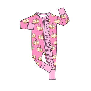 Vestido GSD4155 personalizado para niña, estampado de flores naranjas de verano, manga corta, transpirable, largo hasta la rodilla, vestido infantil con volantes. - Product Image 6