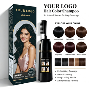 Crème colorante permanente pour cheveux à l'essence naturelle couvrante grise avec pinceau applicateur, prix d'usine, qualité professionnelle - Product Image 1