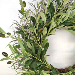 Corona Colgante de Flores de Olivo Artificiales de Plástico Ecológico Rústico para <span class=keywords><strong>Navidad</strong></span>, Guirnalda de Ramas de Olivo para Entrada, <span class=keywords><strong>Chimenea</strong></span>, Pared - Product Image 2