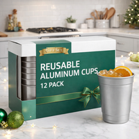 Gobelets en aluminium personnalisés de 18 oz, légers, durables, jetables, pour festivals, cadeaux, avec logo personnalisé, MOQ 1000 pièces