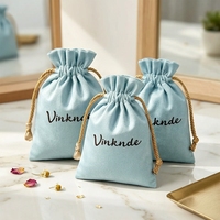Sac en velours à cordon durable et réutilisable pour bijoux, pochette en daim doux avec logo personnalisé 9x12cm, petit emballage cadeau pour bagues