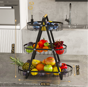 Moderno y Clásico Estante de Almacenamiento de Frutas para Escritorio, de Tres Niveles, Ovalado, con Drenaje, para el Hogar - Product Image 6
