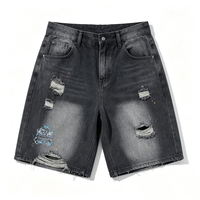 Shorts Bermuda Kornit DTG Vintage Rétro Club Car Bleu Graphique Imprimé Intégral Effet Usé Déchiré Ample Grunge Street Jorts
