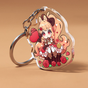 Cute Custom Cartoon Acrylic Personalized Plastic Key Chain Wristlet Ring rainbow Sublimation Keychain Charms Double Printing