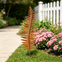 Décoration de jardin en métal personnalisée en forme de feuille de fougère, piquets rustiques en métal pour les jardins, les parterres de fleurs, les patios et la décoration paysagère