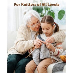 9 Pairs Bamboo Knitting Needles Set with 6 <strong>Stitch</strong> <strong>Holders</strong>, 2-10mm Single Point Wooden Knitting Needles, 10in Long for Scarves - Product Image 6