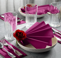 Serviettes de table jetables 1 pli avec logo couleur personnalisé, pochette à couverts intégrée, style sac en papier préplié, pour mariage et fête, en papier vierge
