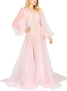 S8366F Vestaglia Lunga in Tulle per Sposa, Abbigliamento Intimo per <span class=keywords><strong>Donne</strong></span> in Gravidanza, Vestaglia per Servizi Fotografici, Camicia da Notte Fantasia - Product Image 5