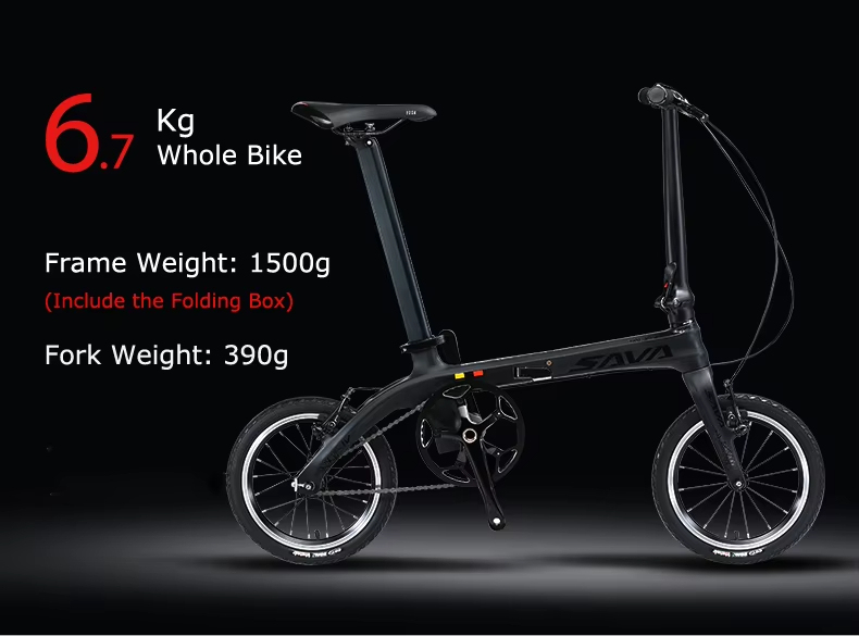 SAVA Z1 20 Inch Carbon Fiber Frame Folding Bicycle 9 Gears