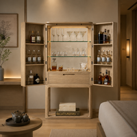 Armoire moderne en rotin à 2 portes avec étagère inférieure ouverte, armoire haute en bois pour chambre à coucher, salon, entrée et mobilier de maison
